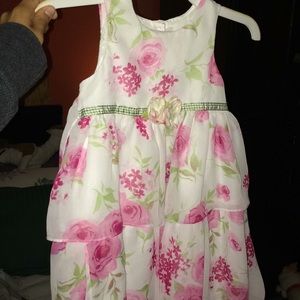 Floral pink and white layered dress